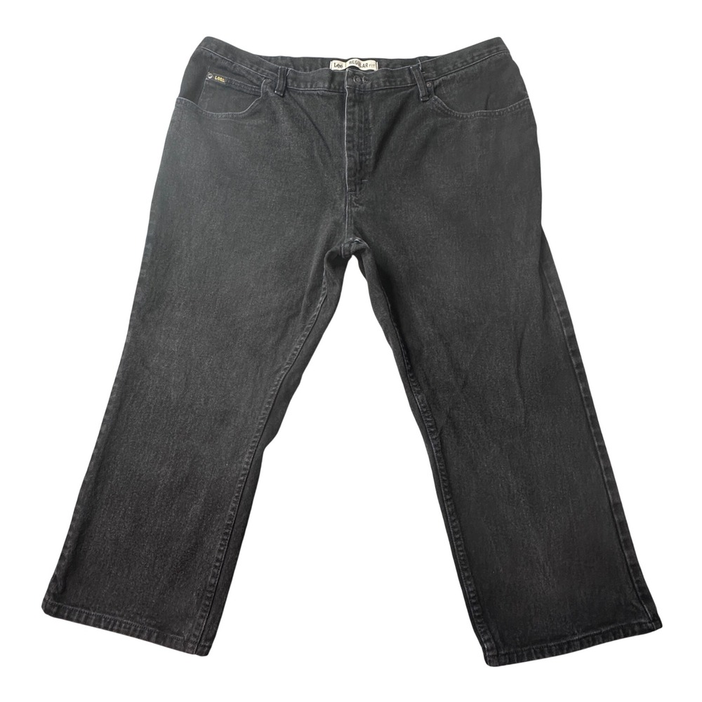 Lee Jeans Mens 44x30 (43x24) Black Regular Fit Denim Straight Leg 100% Cotton